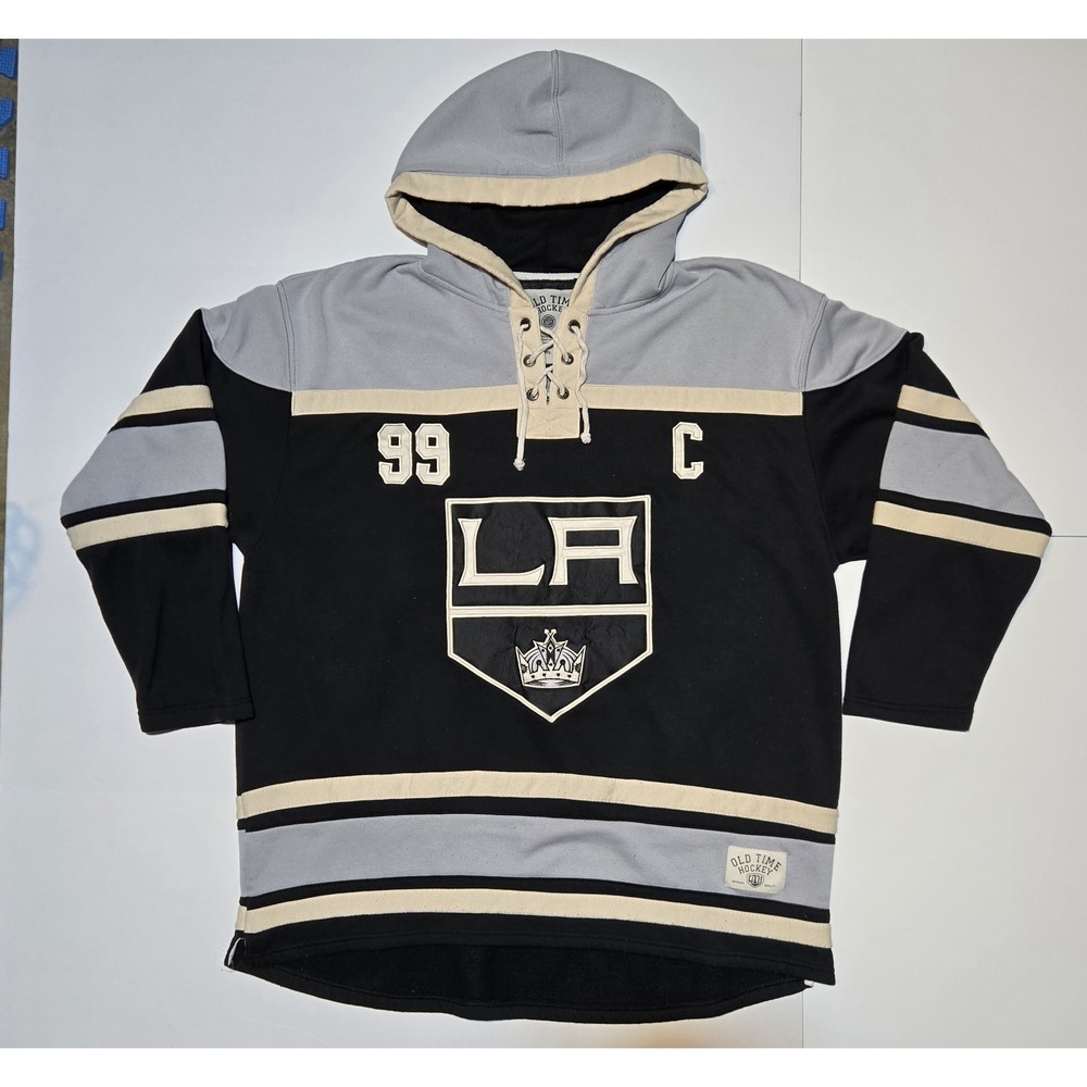 Old Time Hockey LA Kings Wayne Gretzky #99 Lace Up Hoodie Jersey Mens XXL NHL